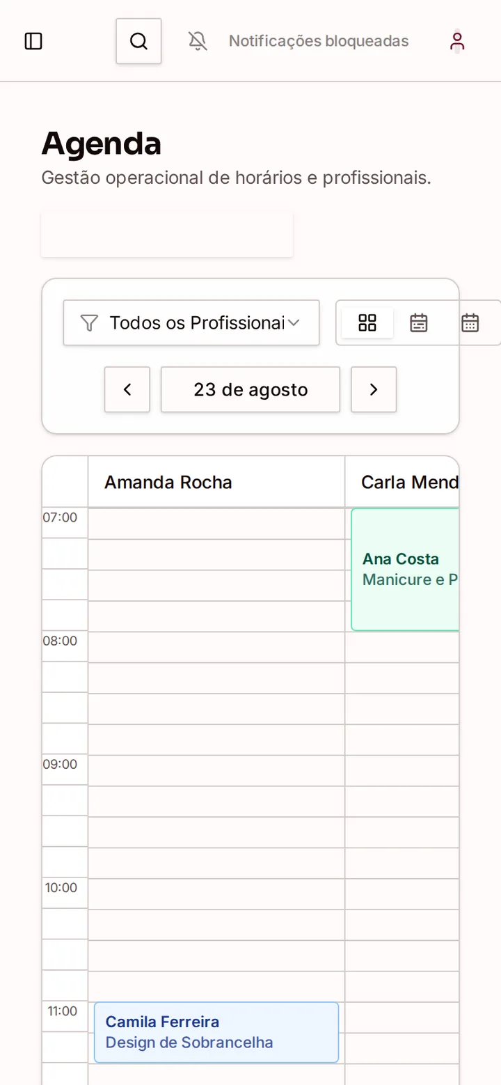 Aplicativo DZ23 no celular — agenda do dia